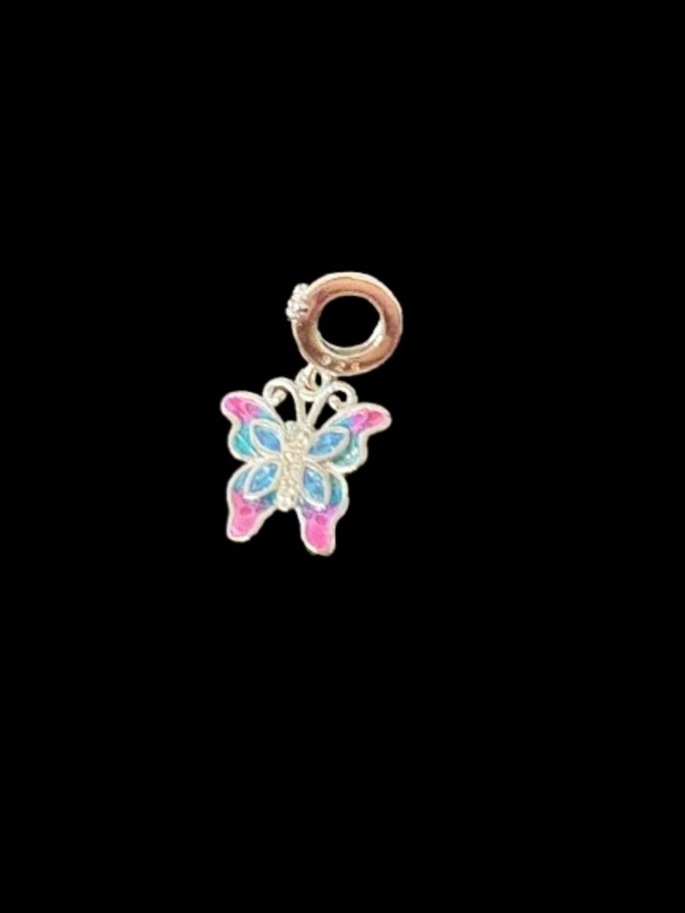 Enamel Butterfly Charm Pendant in Pink and Blue